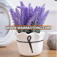 Wholesale ceramic material cheap artificial flower pot purple lavender pot