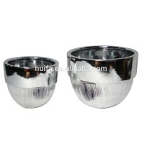 European vertrical line silver ceramic flower garden pot  sliver plsated flower pots indoor ceramic pot